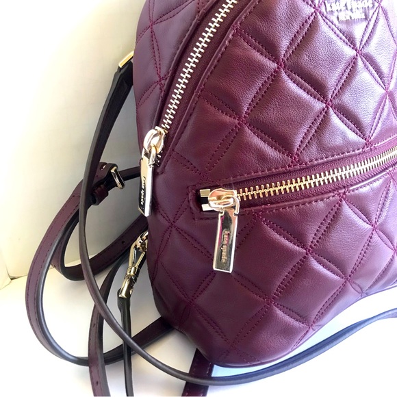 Kate Spade Mini Natalia Quilted Leather Convertible Backpack 🎈 Cherrywood $339 - Picture 13 of 16